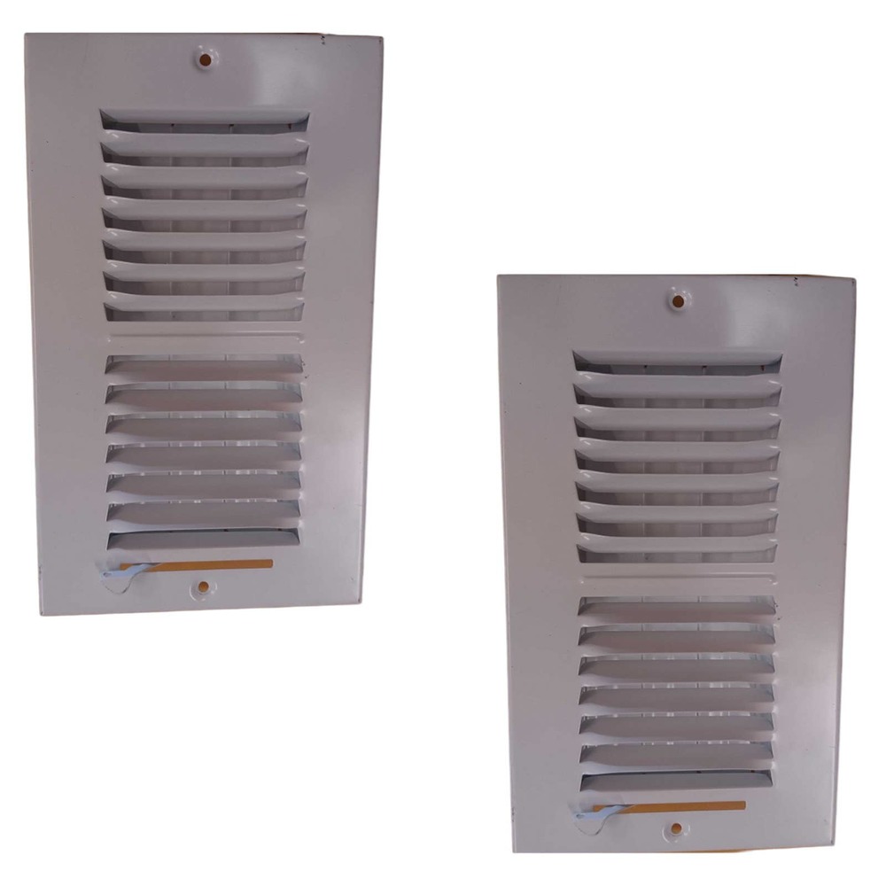 Lot of 2: 8 in. x 4 in. 2-Way Steel Wall/Ceiling Register in White